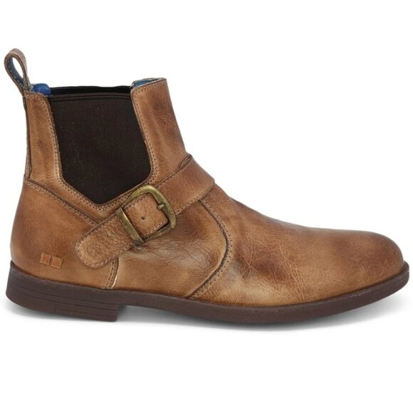 BedStu Michelangelo Chelsea Boots Men's Size 9 NEW NWT Tan Rustic Leather Buckle - Picture 1 of 10
